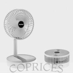 Retractable Floor Standing Fan,Style: Rechargeable (White)