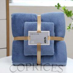 2-in-1 Big And Small Absorbent Towel-- Dark Blue