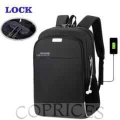 SHENGSHI Password Lock Anti Theft Laptop Backpack Black