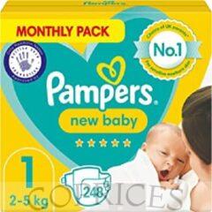 Pampers Baby Nappies Size 1 (2-5kg), New Baby, 248 Nappies