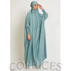 Ramadan Jilbab Muslim One Piece Prayer Garment Hijab Dress Women Hooded Abaya Dubai Full Cover Khimar Niqab Islam Modest Robe-green Jilbab