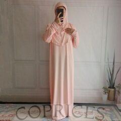Eid Muslim Maxi Dress Long Khimar Turkish Islamic Worship Robe Hijab Abaya Outfit Solid Jilbab Robes Dubai Arabic Clothes-Pink