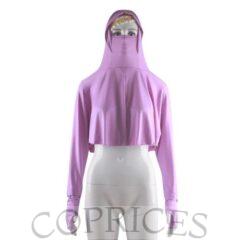 Solid Color Women's Islamic Muslim Hooded Jilbab Full Cover Shirts-Light Purple