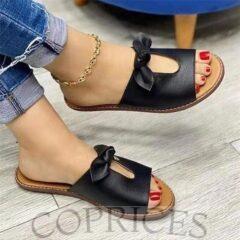 Ladies Casual Flat Slippers-black