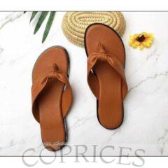 Ladies Casual Flat Slippers-brown