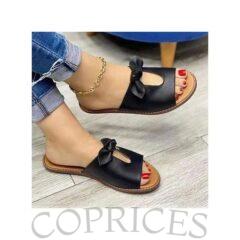 Ladies Fashionable Casual Flat Slippers-black