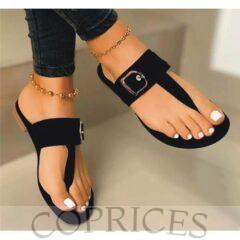 Sexy Ladies Suede Casual Flat Slippers-black