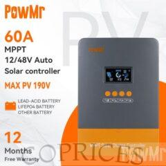 PowMr 60A Mppt Solar Charge Controller 12~48V LCD Display